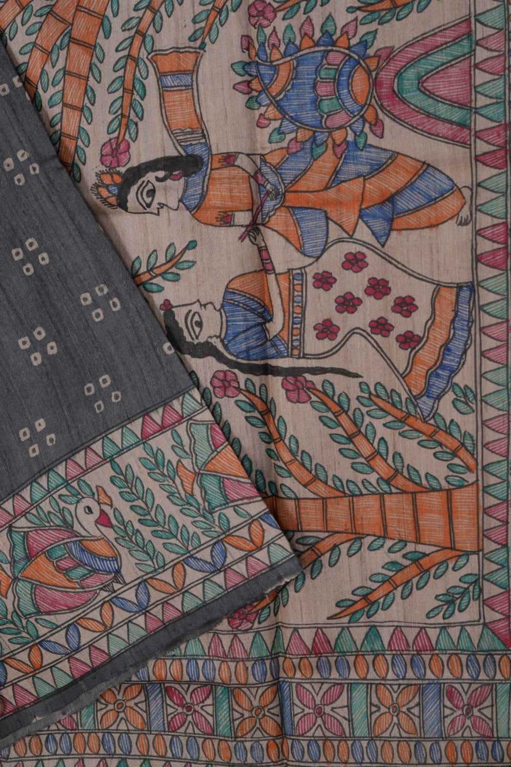 Image of Tussar Silk Grey Saree