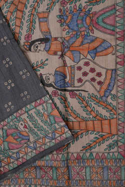 Image of Tussar Silk Grey Saree