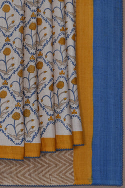 Image of Tussar Silk Embroidery Saree