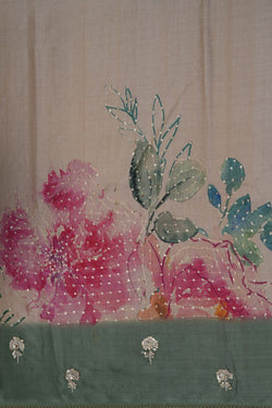Image of Tussar Silk French Knot Embroidery Saree