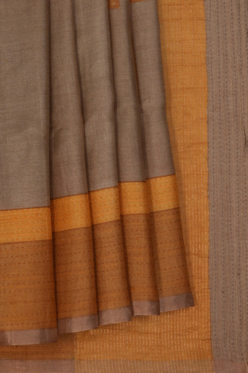 Image of Tussar Silk Kantha Embroidery Saree