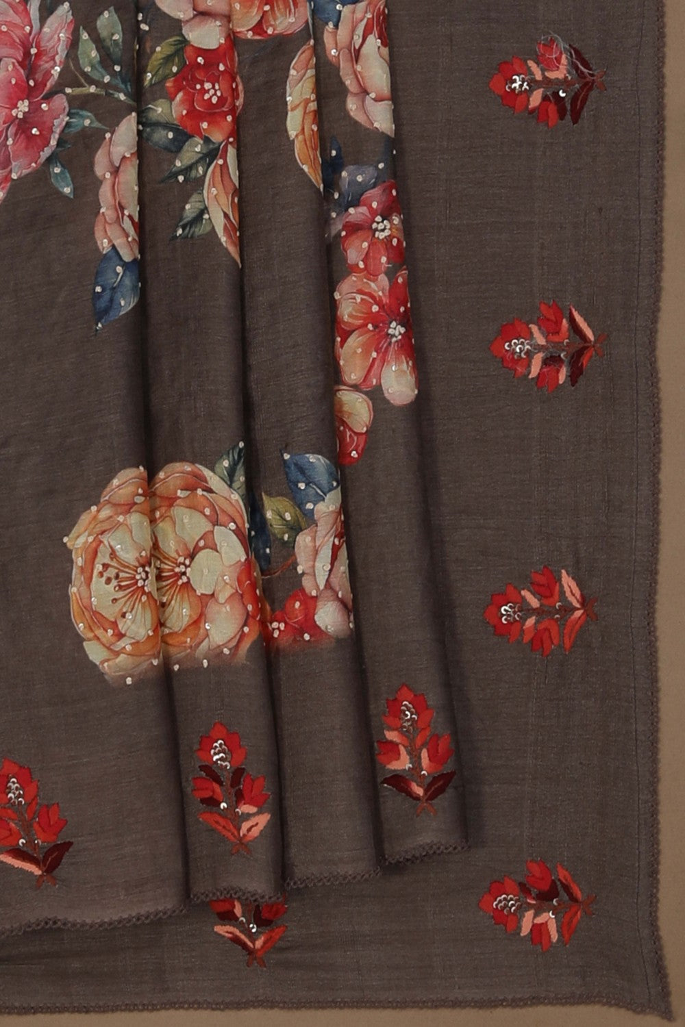 Image of A Tussar Embroidery Saree