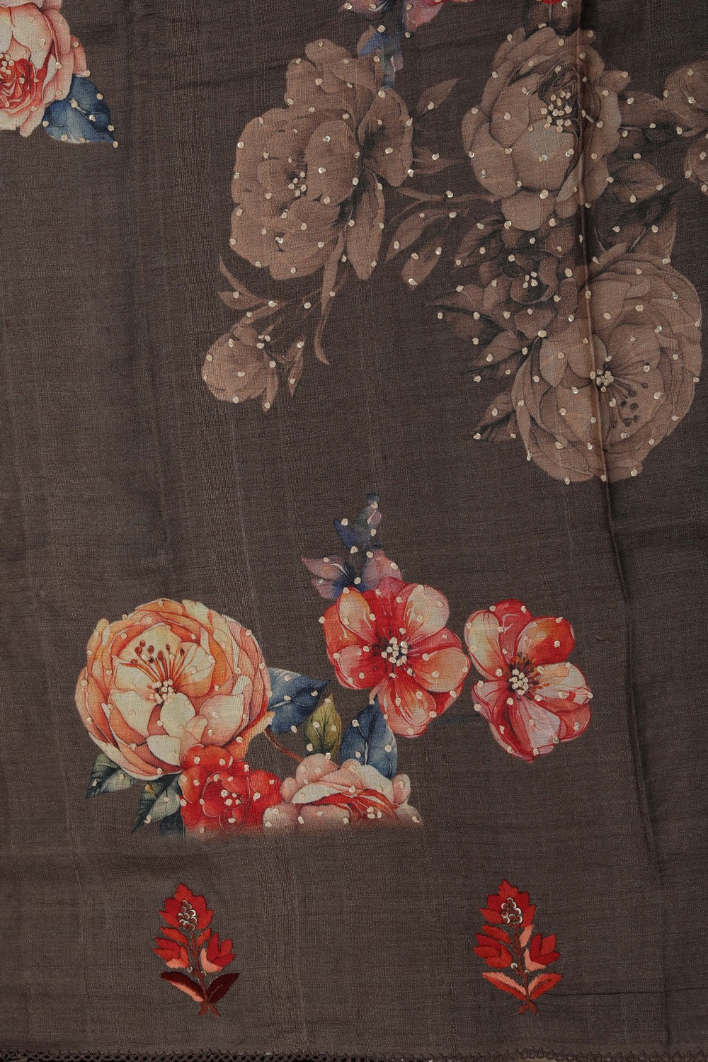 A Tussar Embroidery Saree
