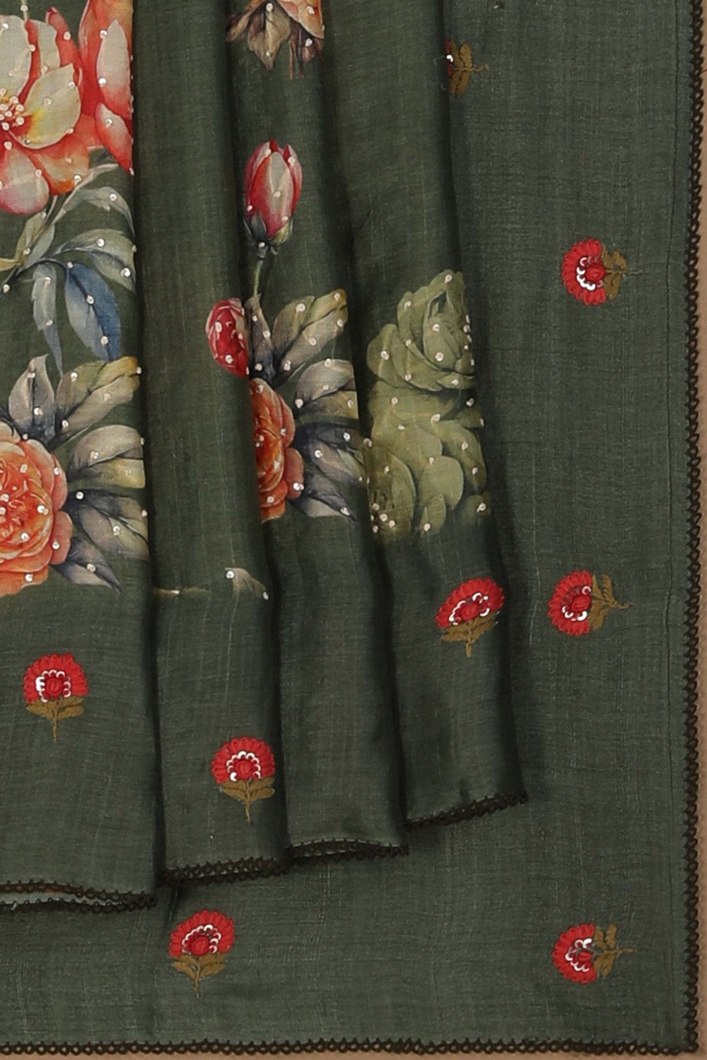 A Tussar Embroidery Saree