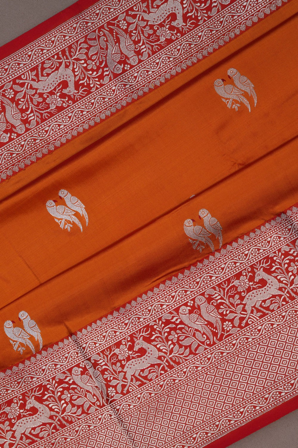 Image of Banarasi Silk Orange Saree