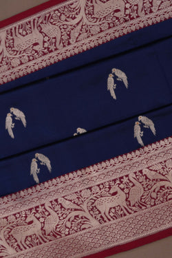 Image of Banarasi Silk Navy Blue Saree