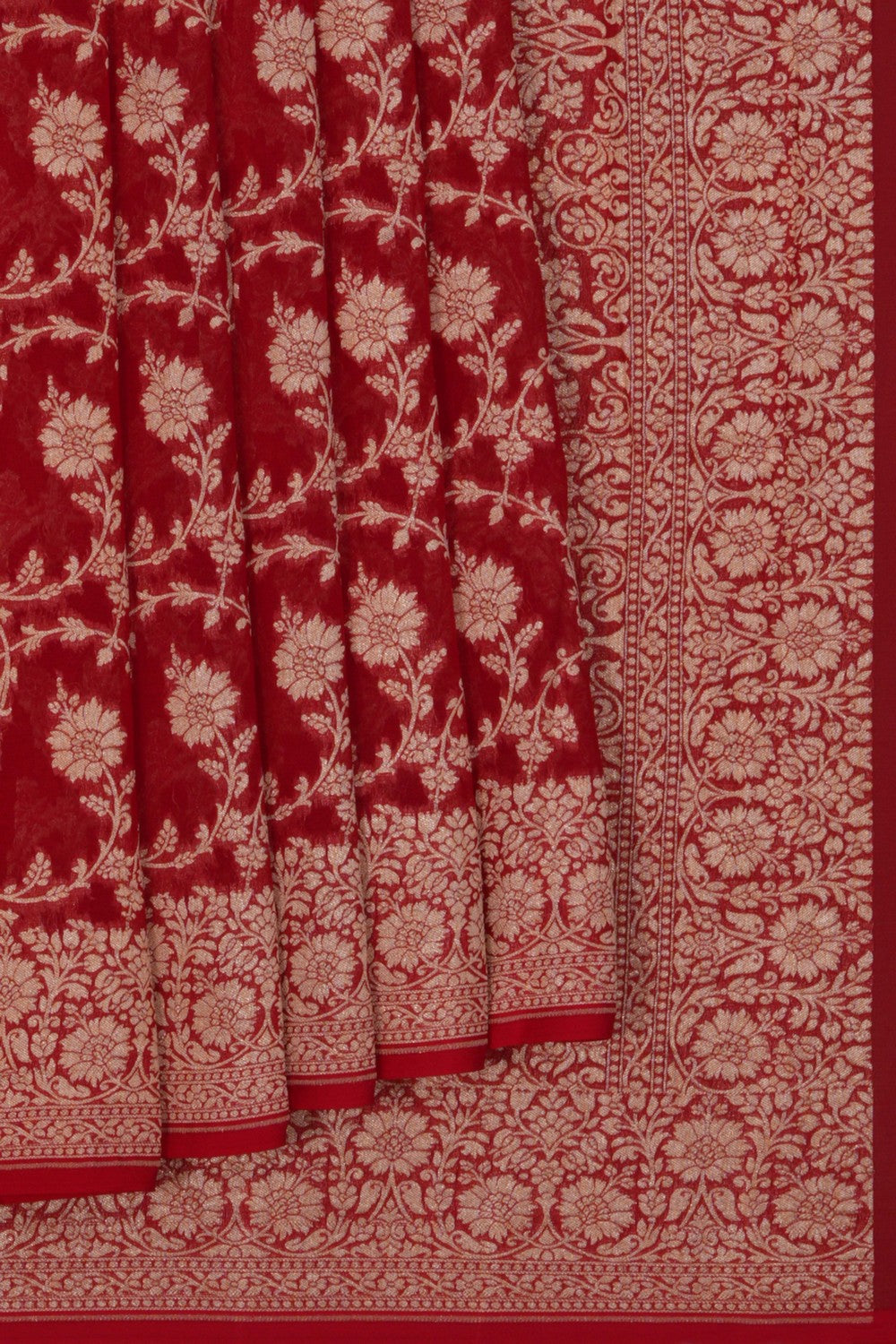 Image of Banarasi Chiffon Red Saree