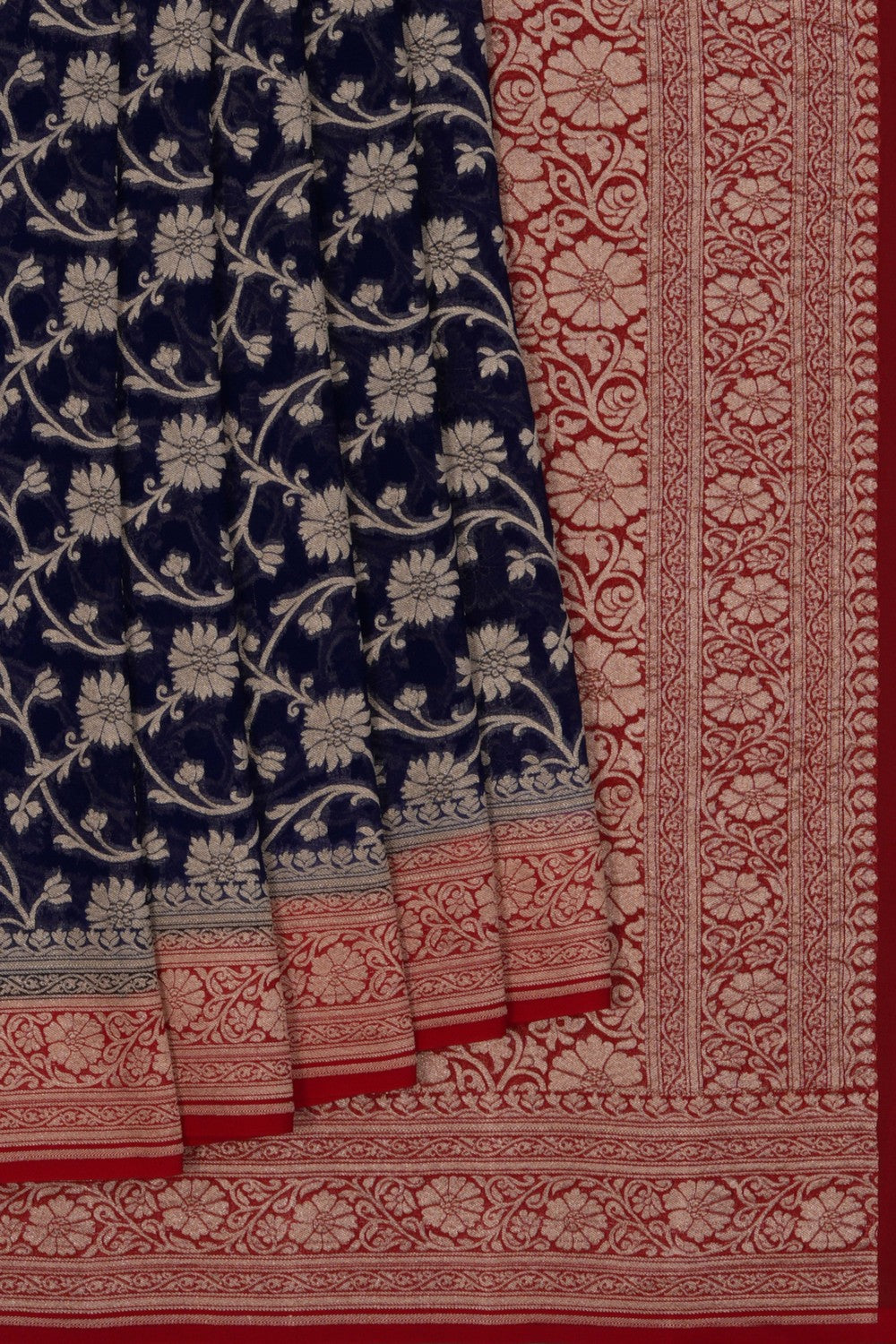 Image of Banarasi Chiffon Indigo Blue Saree