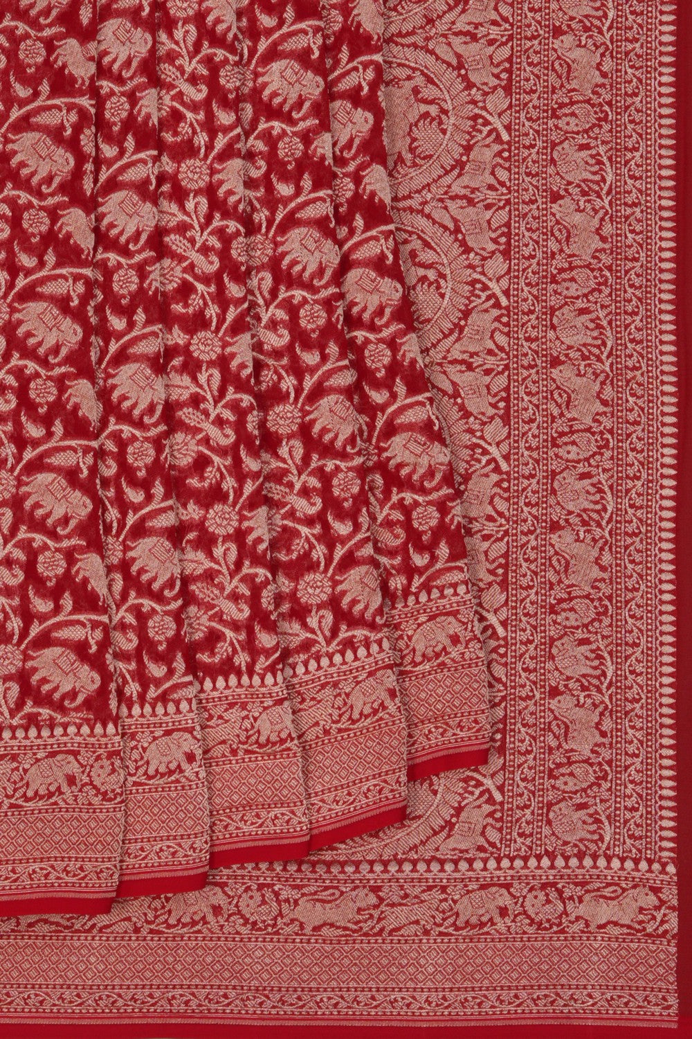Image of Banarasi Chiffon Red Saree