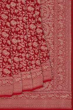 Image of Banarasi Chiffon Red Saree