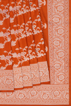 Image of Banarasi Katan Silk Orange Saree