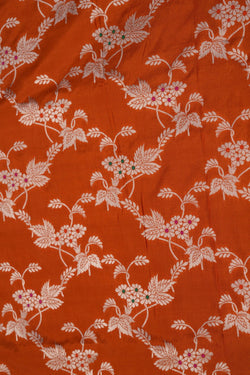 Image of Banarasi Katan Silk Orange Saree