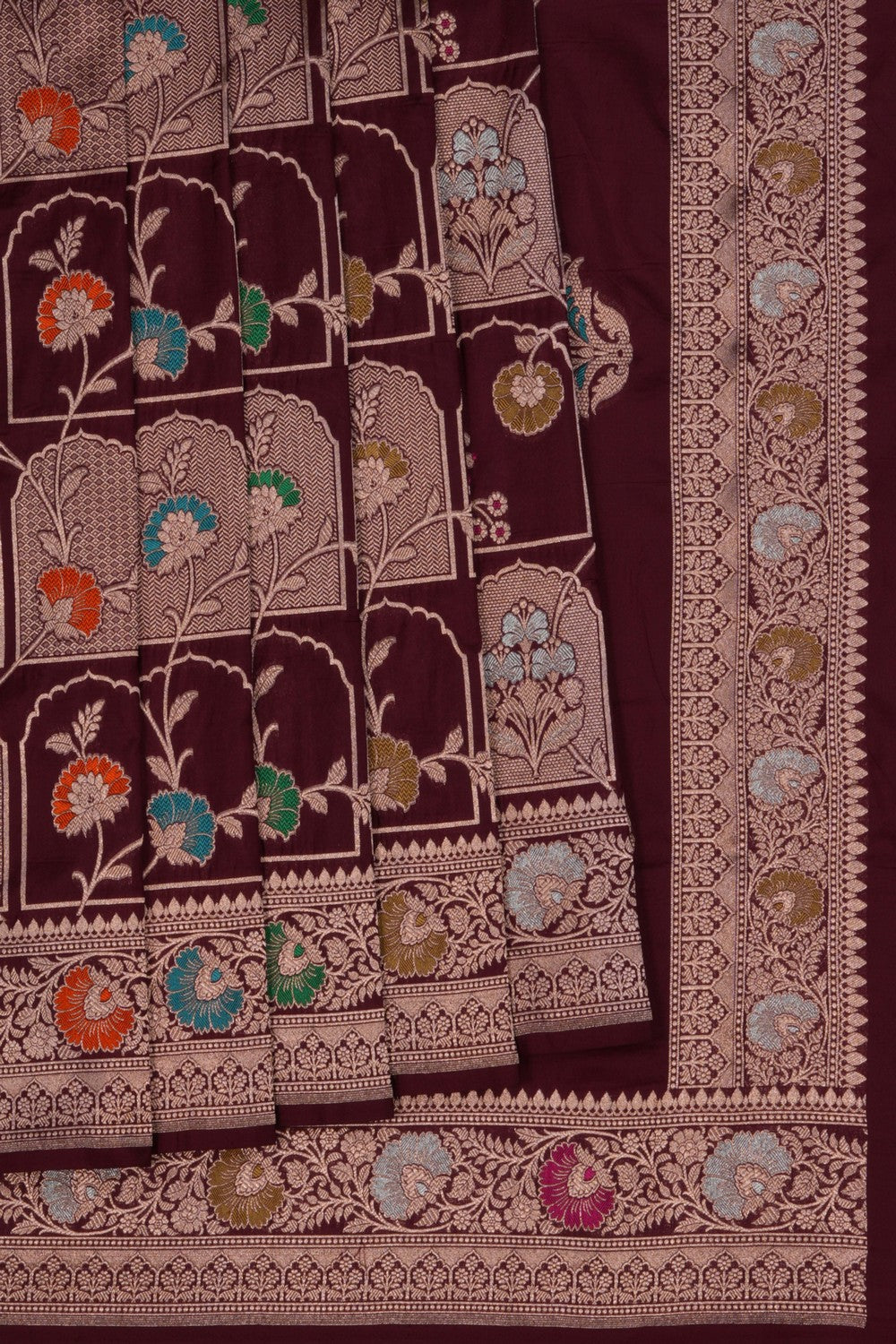 Image of Banarasi Katan Silk Maroon Saree