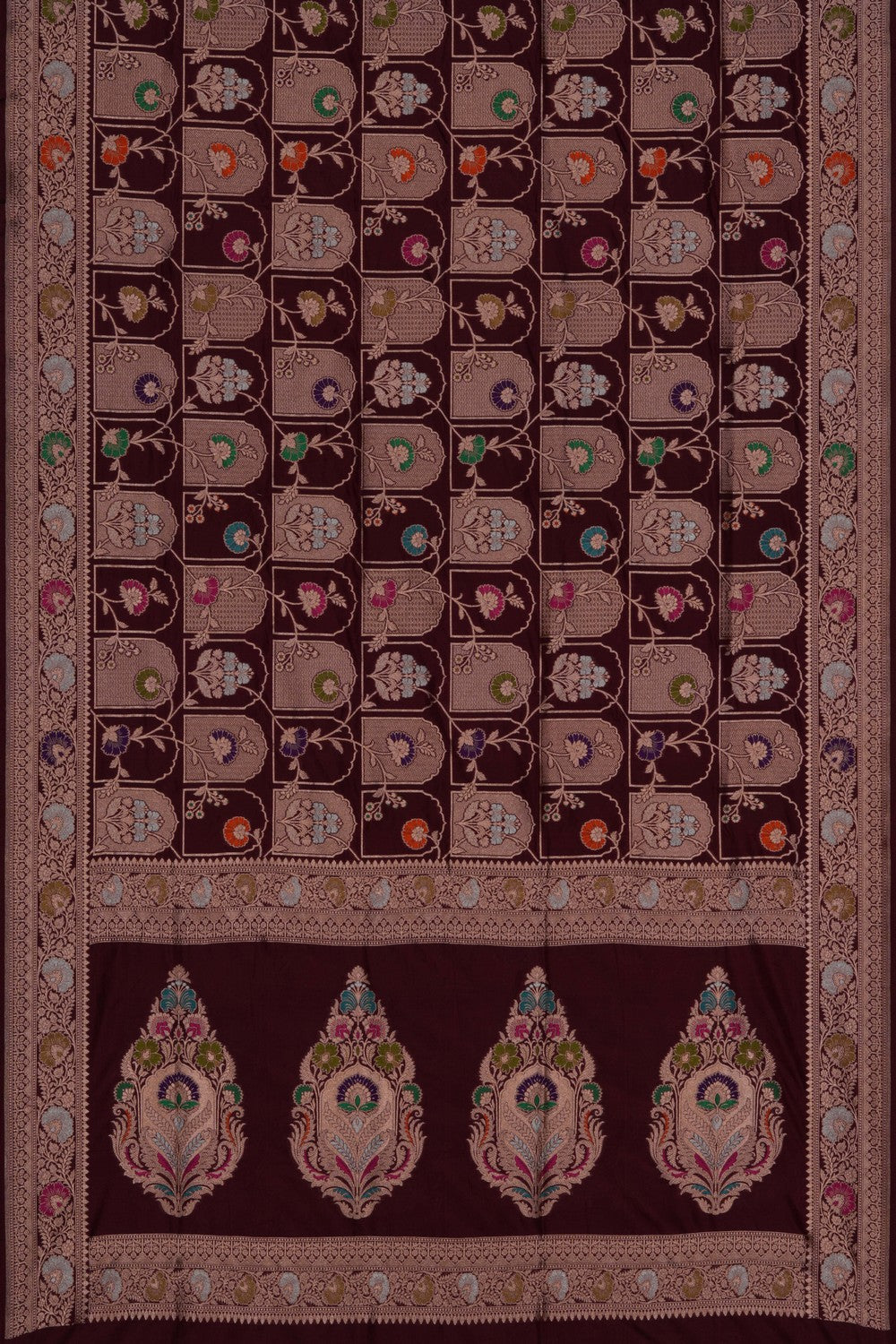 Image of Banarasi Katan Silk Maroon Saree