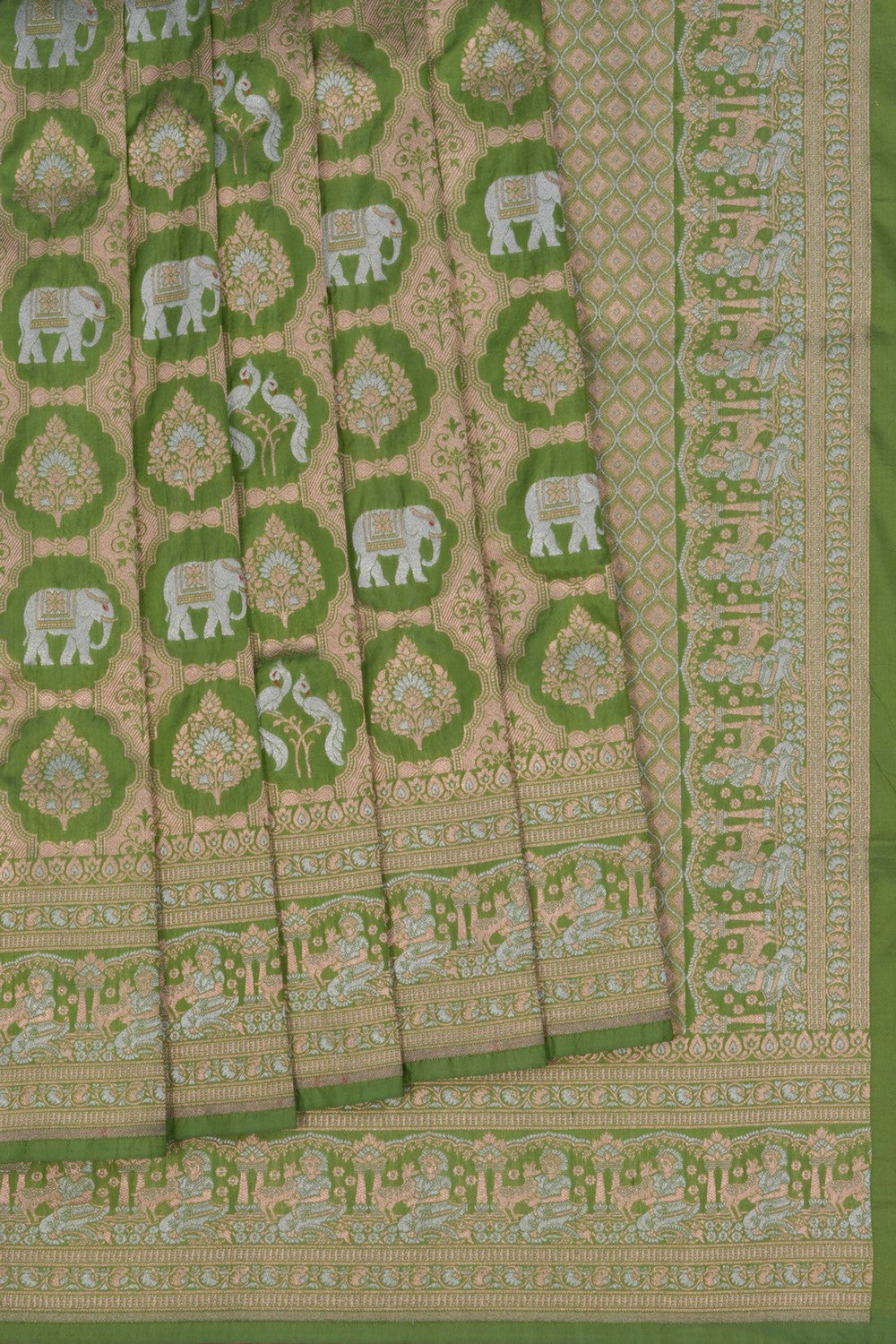 Banarasi Katan Silk Vibrant Green Saree