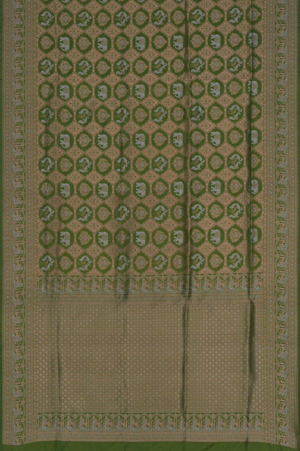 Banarasi Katan Silk Vibrant Green Saree
