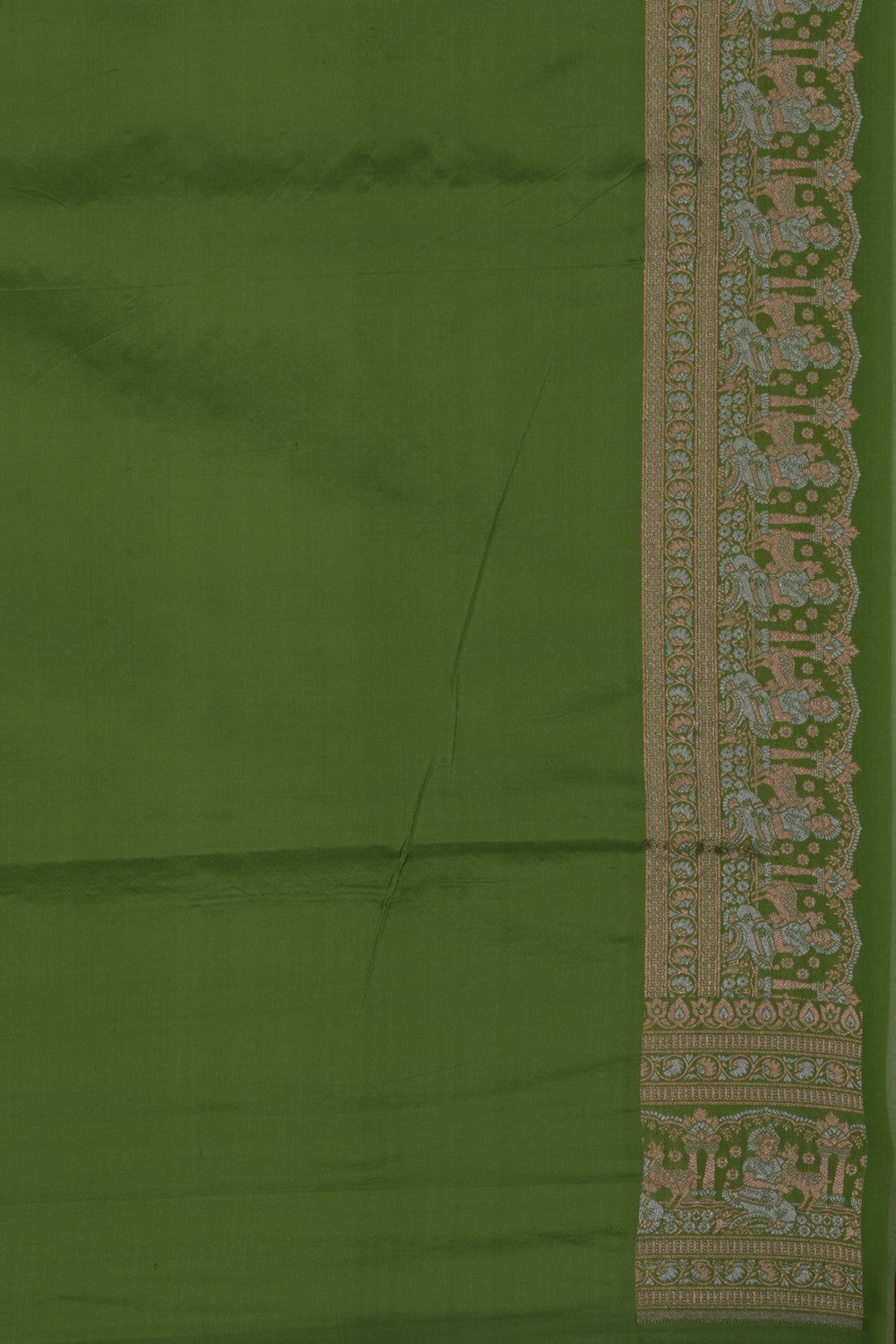 Banarasi Katan Silk Vibrant Green Saree