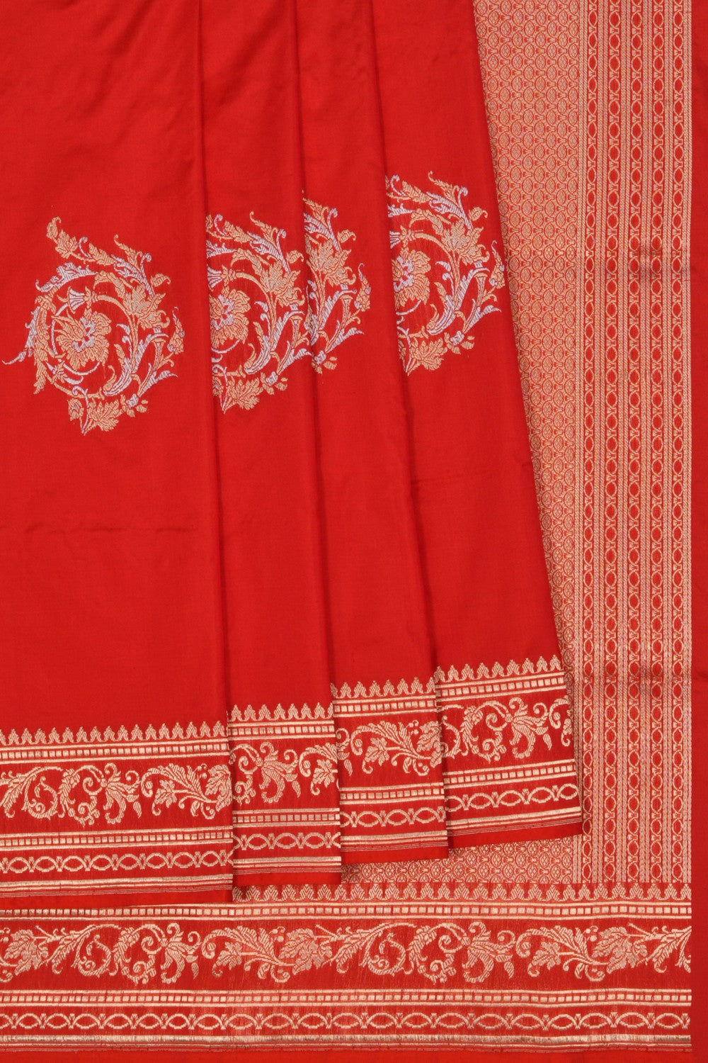 Image of Banarasi Katan Silk Orange Saree