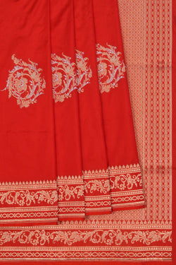 Image of Banarasi Katan Silk Orange Saree