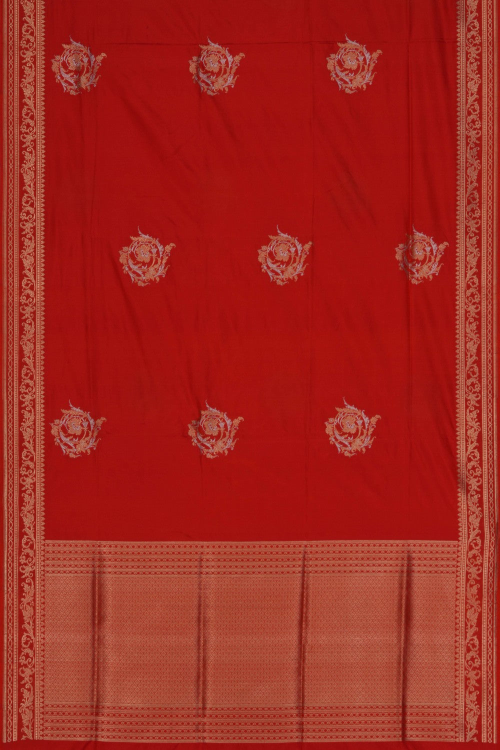 Image of Banarasi Katan Silk Orange Saree