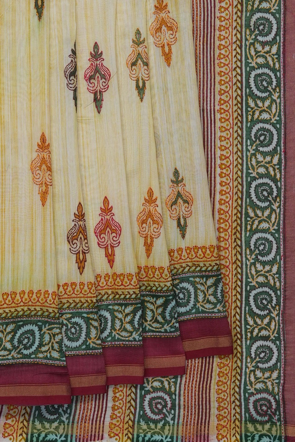 Image of Cream Chanderi Silk Cotton Saree