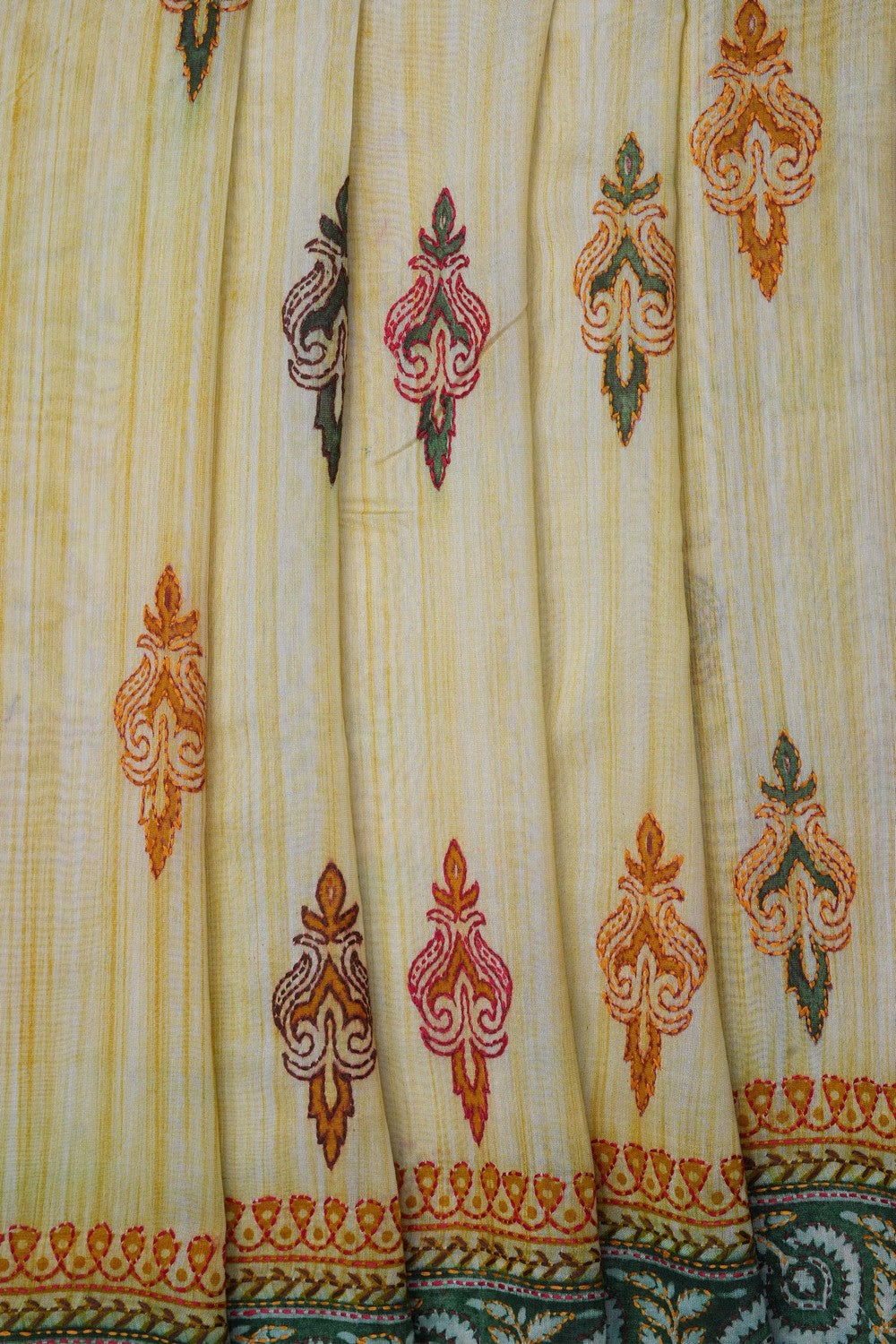 Image of Cream Chanderi Silk Cotton Saree