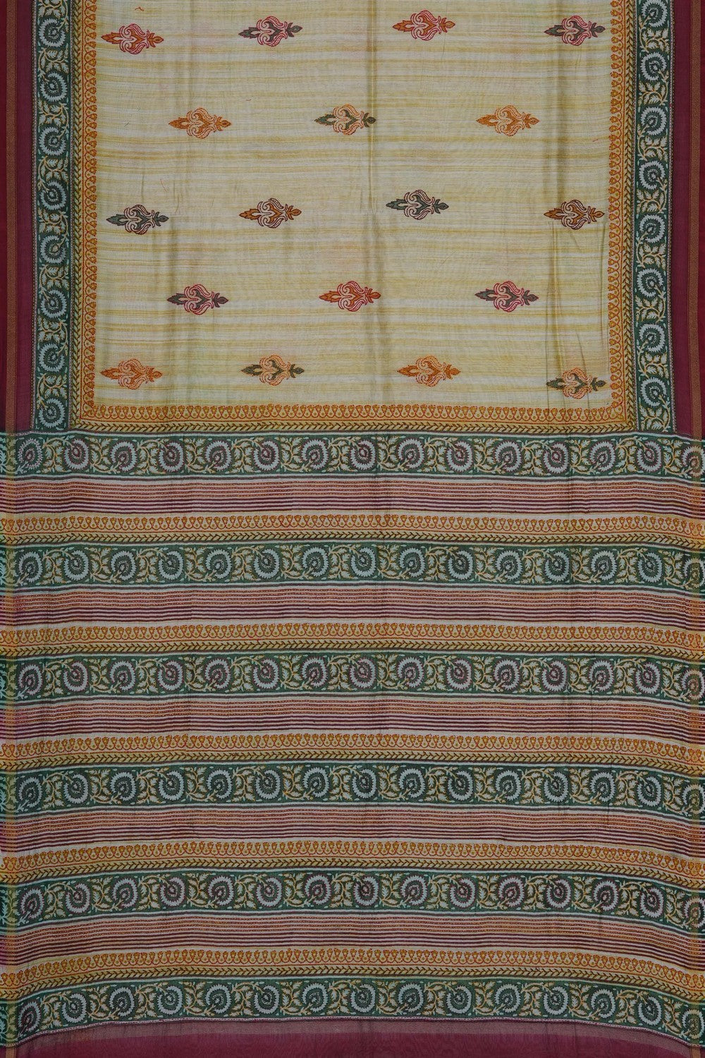 Image of Cream Chanderi Silk Cotton Saree