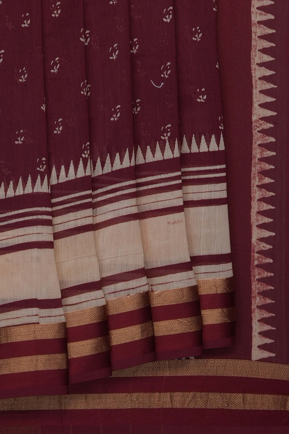 Image of Maroon Chanderi Silk Cotton Saree