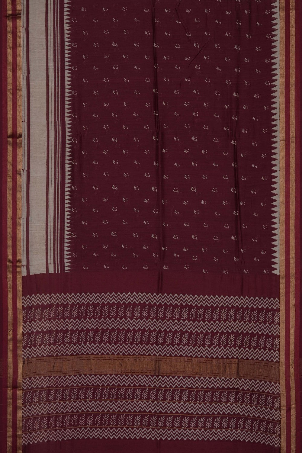 Image of Maroon Chanderi Silk Cotton Saree
