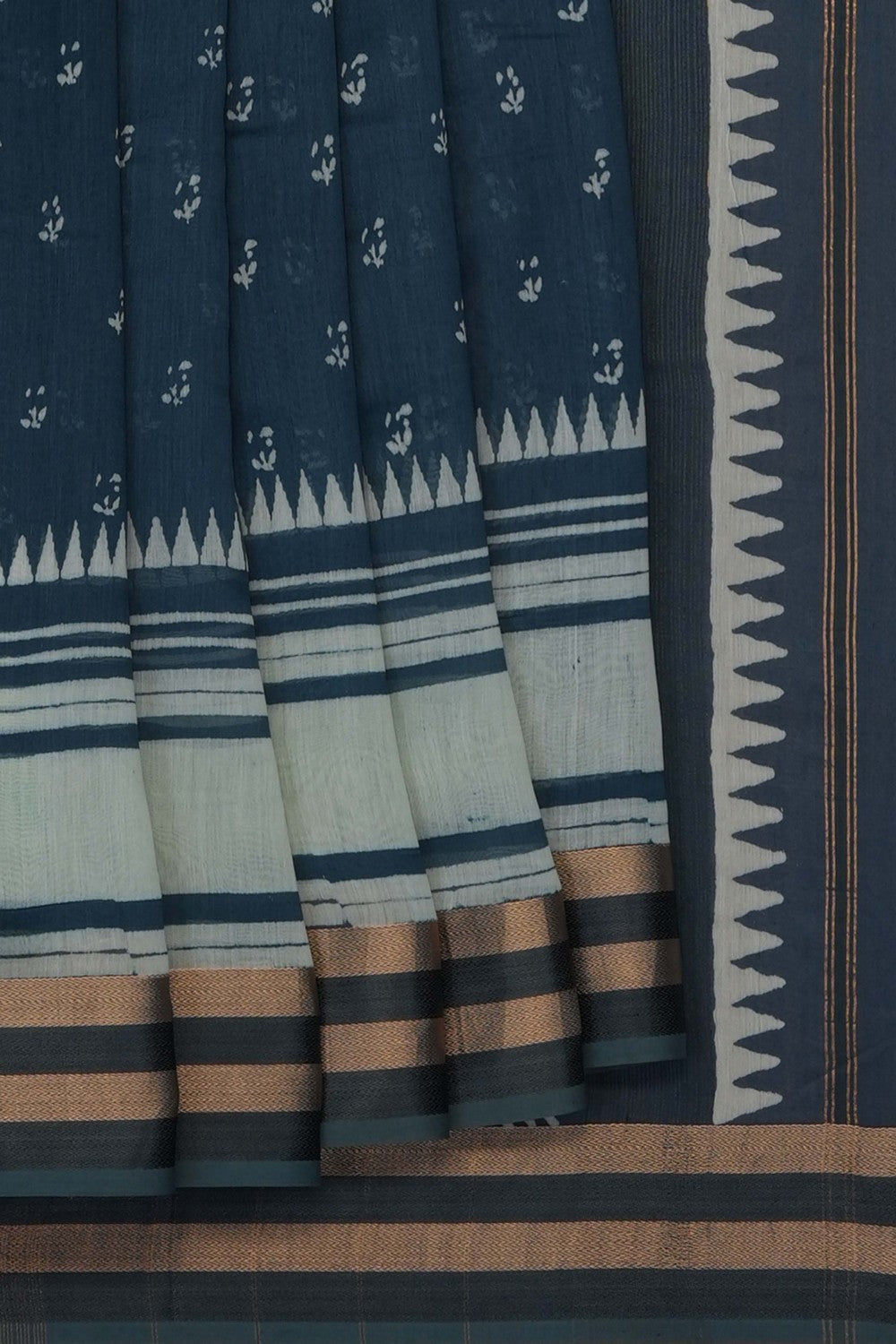 Image of Blue Chanderi Silk Cotton Saree