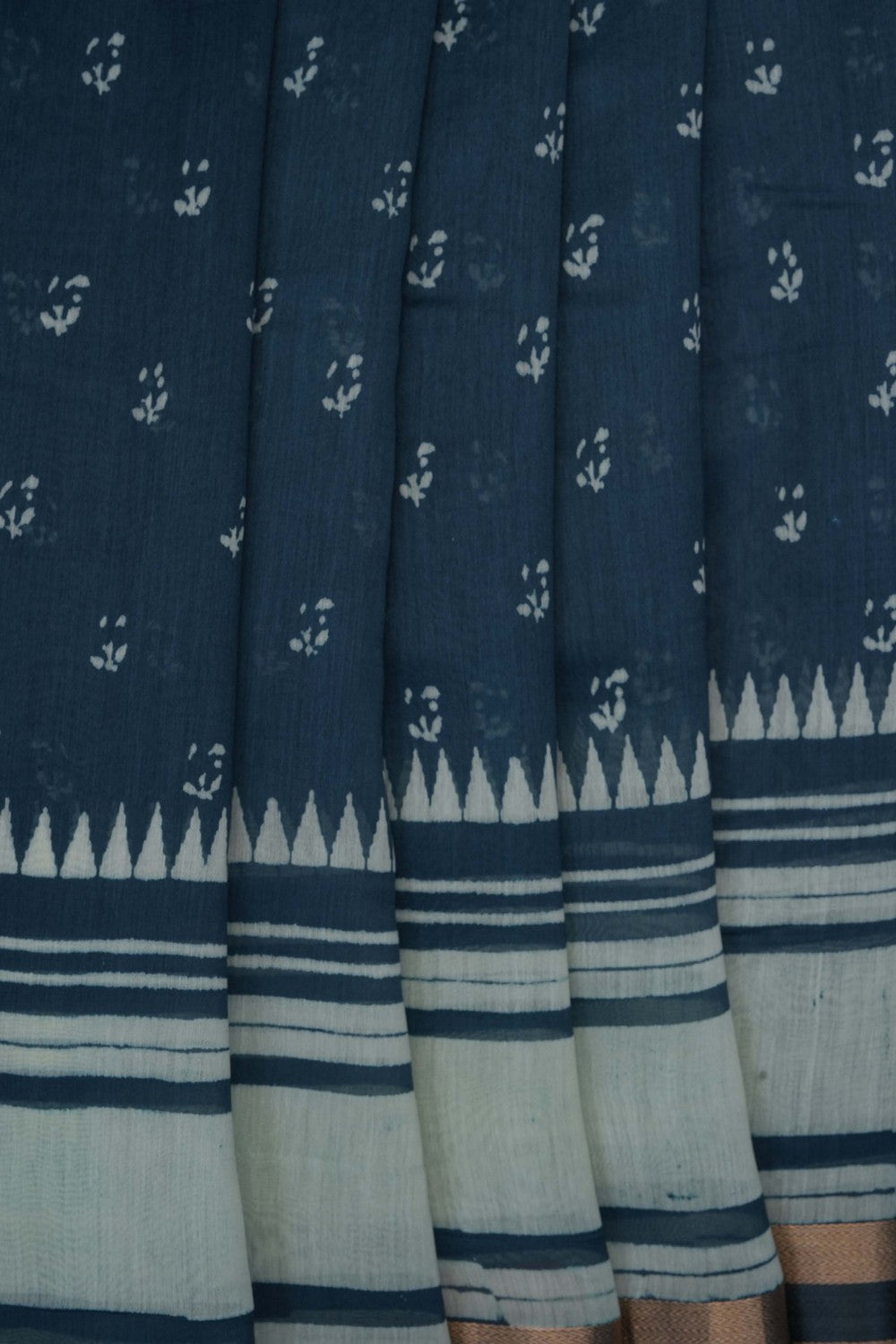 Image of Blue Chanderi Silk Cotton Saree
