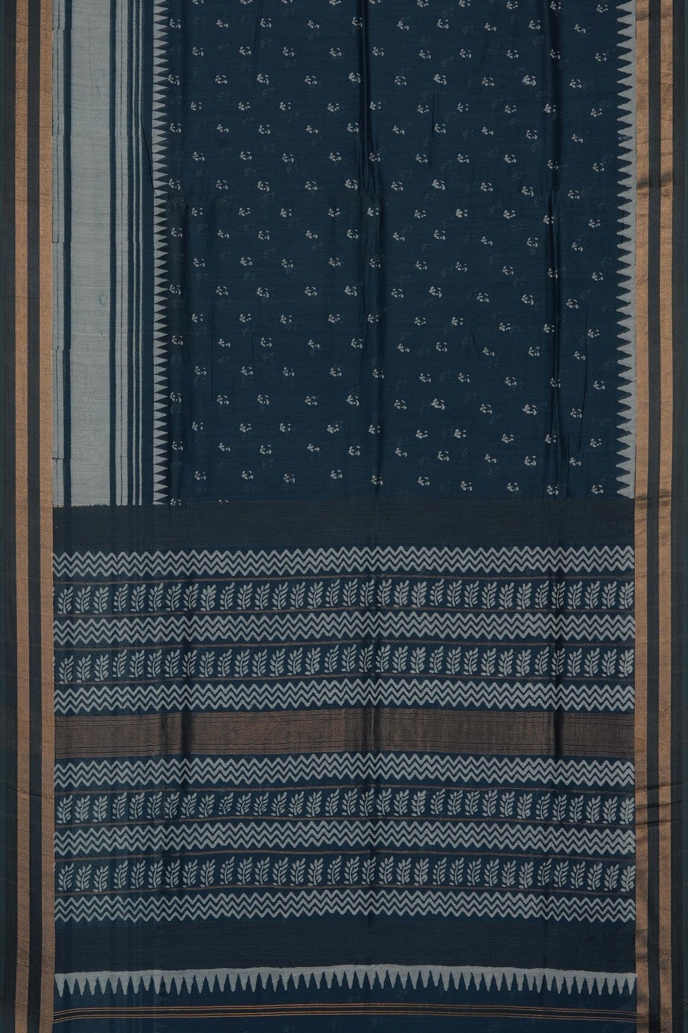 Image of Blue Chanderi Silk Cotton Saree