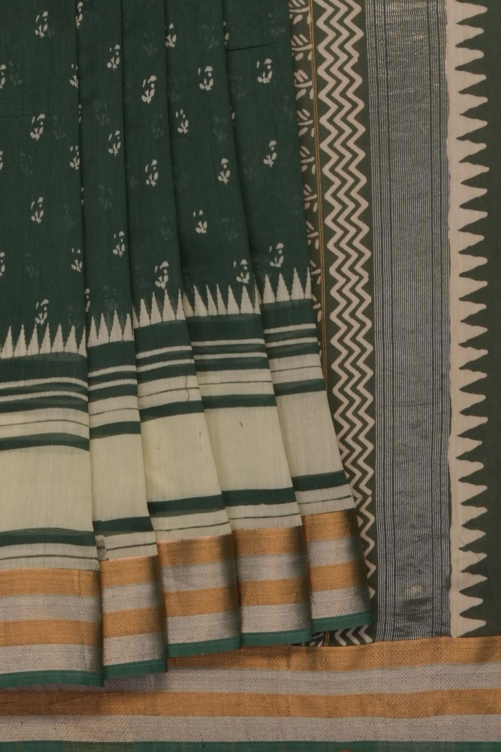 Image of Green Chanderi Silk Cotton Saree