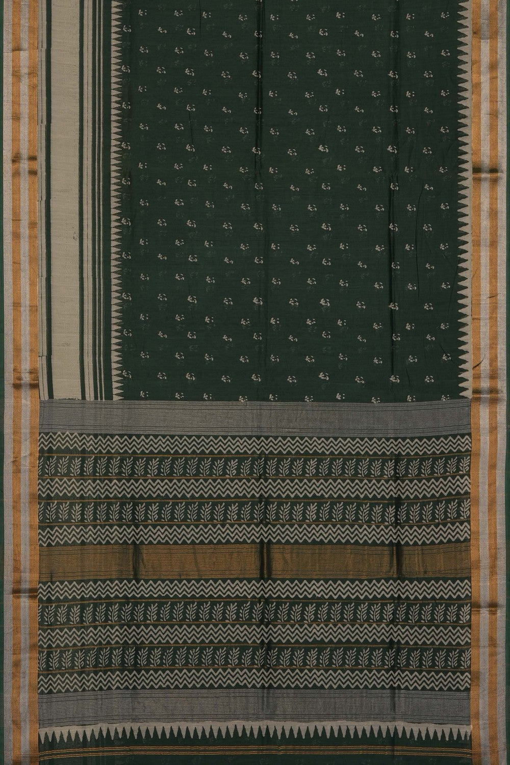 Image of Green Chanderi Silk Cotton Saree
