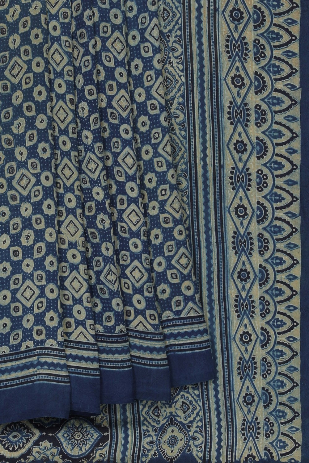Image of Ajrakh Printed Silk Saree