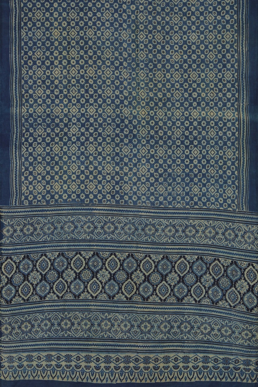 Image of Ajrakh Printed Silk Saree