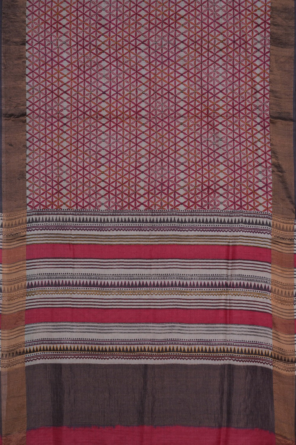 Image of A Tussar Floral Printed Saree