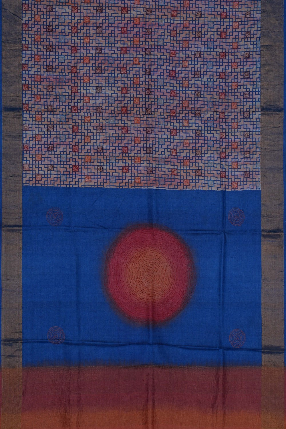 Image of A Tussar Geometric Printed Saree