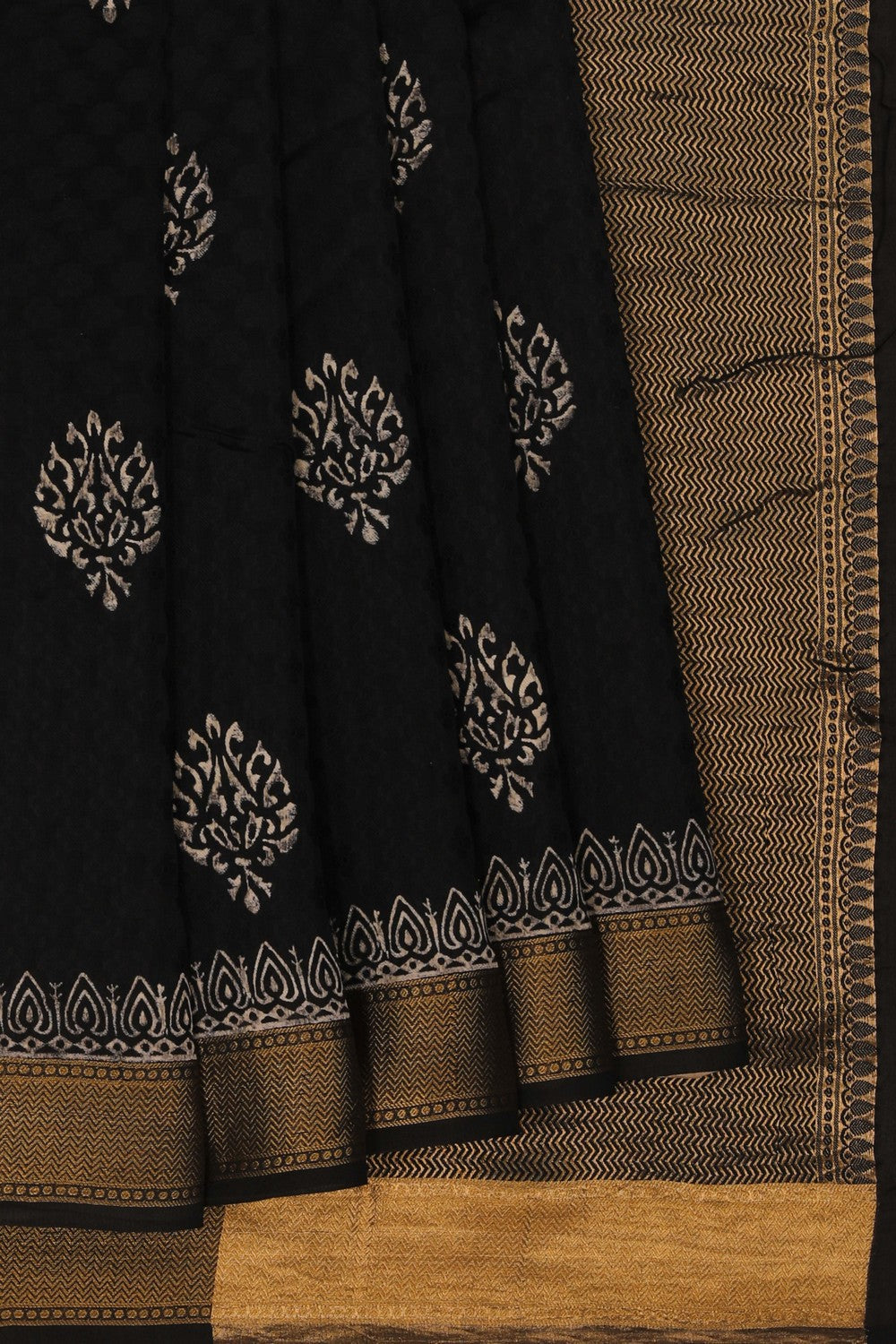Image of Cotton Silk Black Jacquard Saree