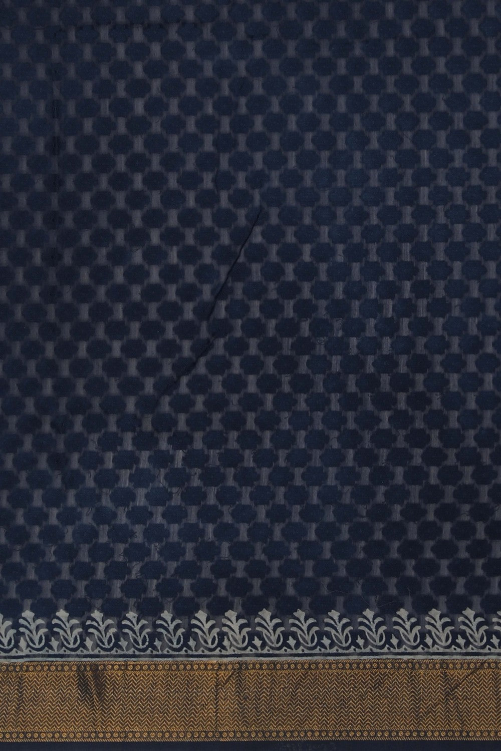 Image of Cotton Silk Indigo Blue Jacquard Saree