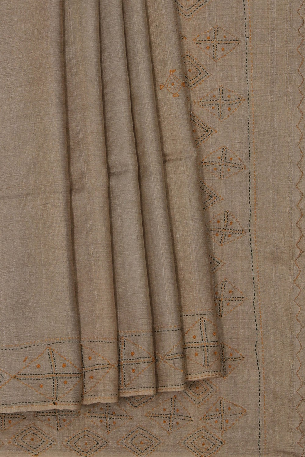 A Tussar Embroidery Saree