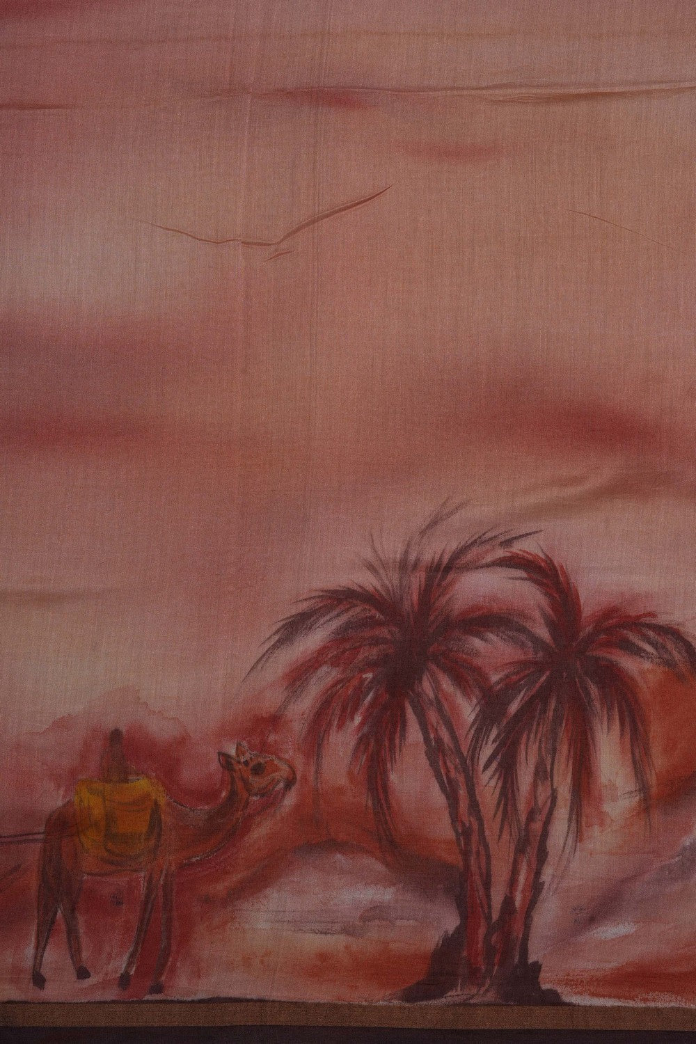 Image of Peach Chanderi Silk Cotton Saree