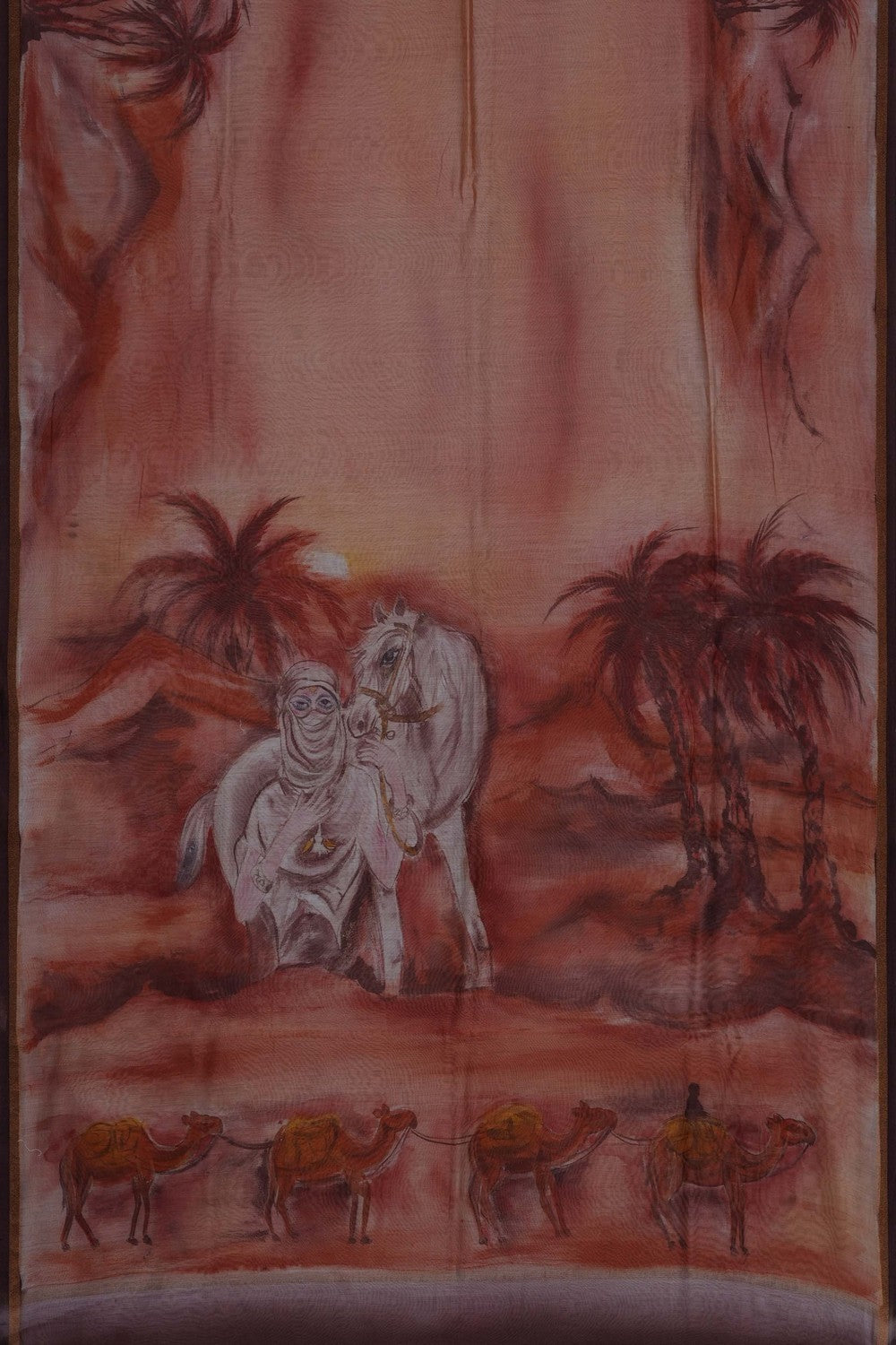 Image of Peach Chanderi Silk Cotton Saree