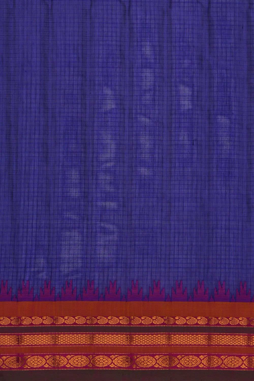 Image of Gadwal Silk Cotton Indigo Blue Saree