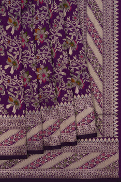 Image of Banarasi Katan Silk Violet Saree