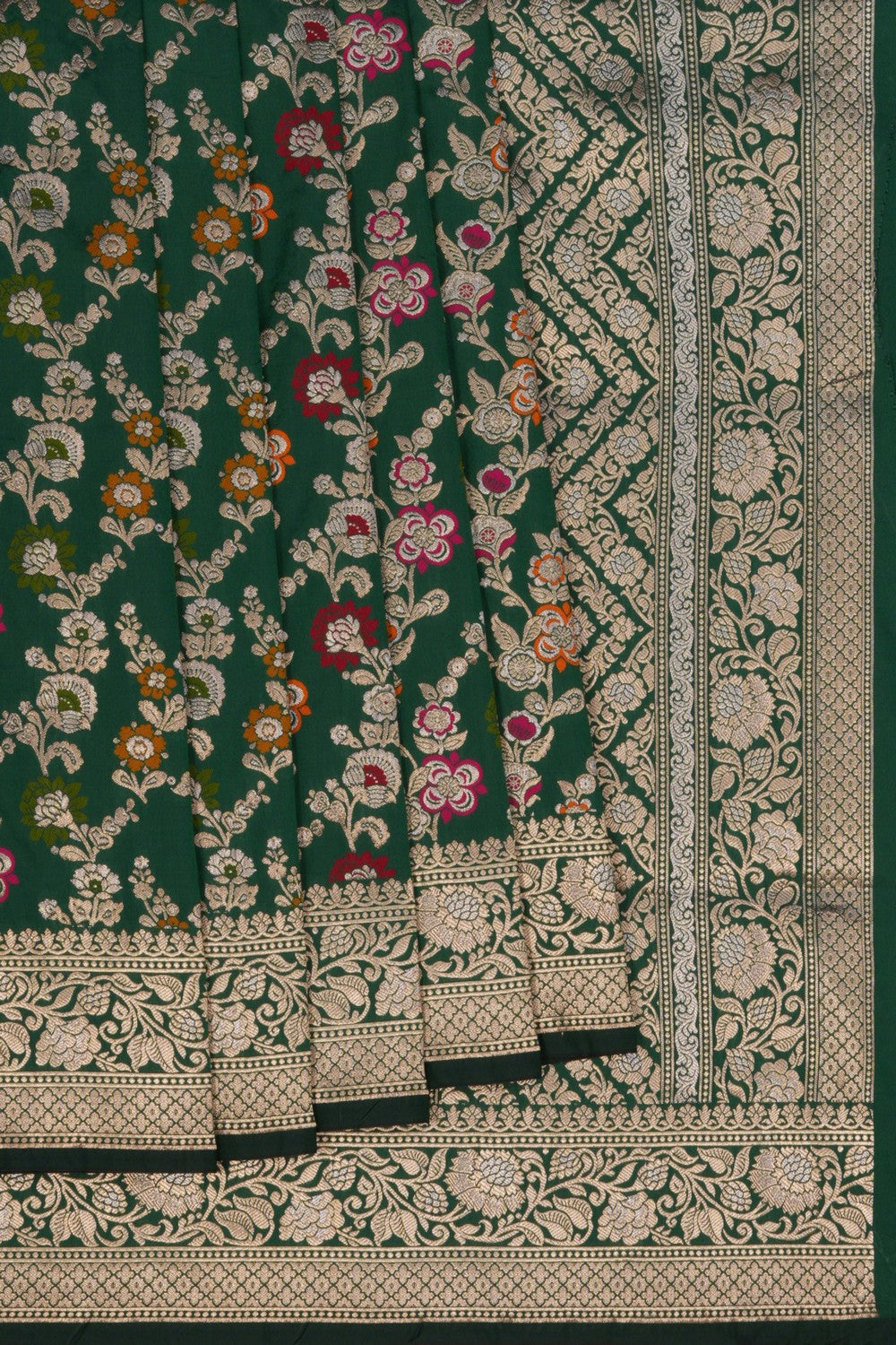 Image of Banarasi Katan Silk Green Saree