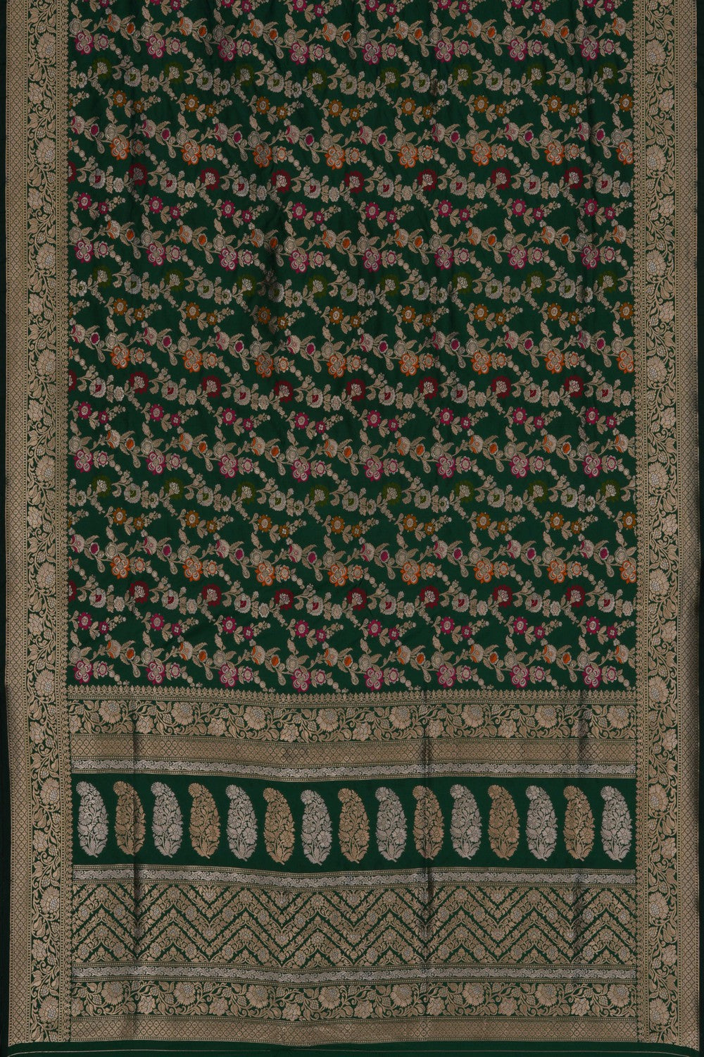 Image of Banarasi Katan Silk Green Saree