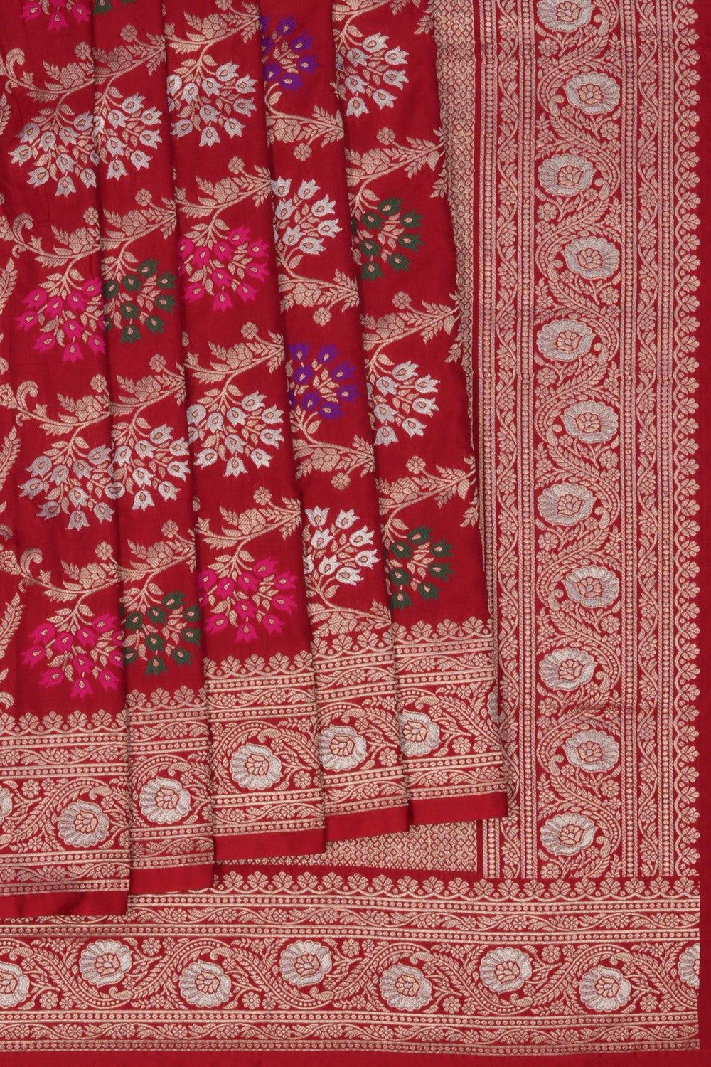 Image of Banarasi Katan Silk Red Saree