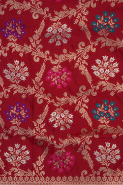 Image of Banarasi Katan Silk Red Saree
