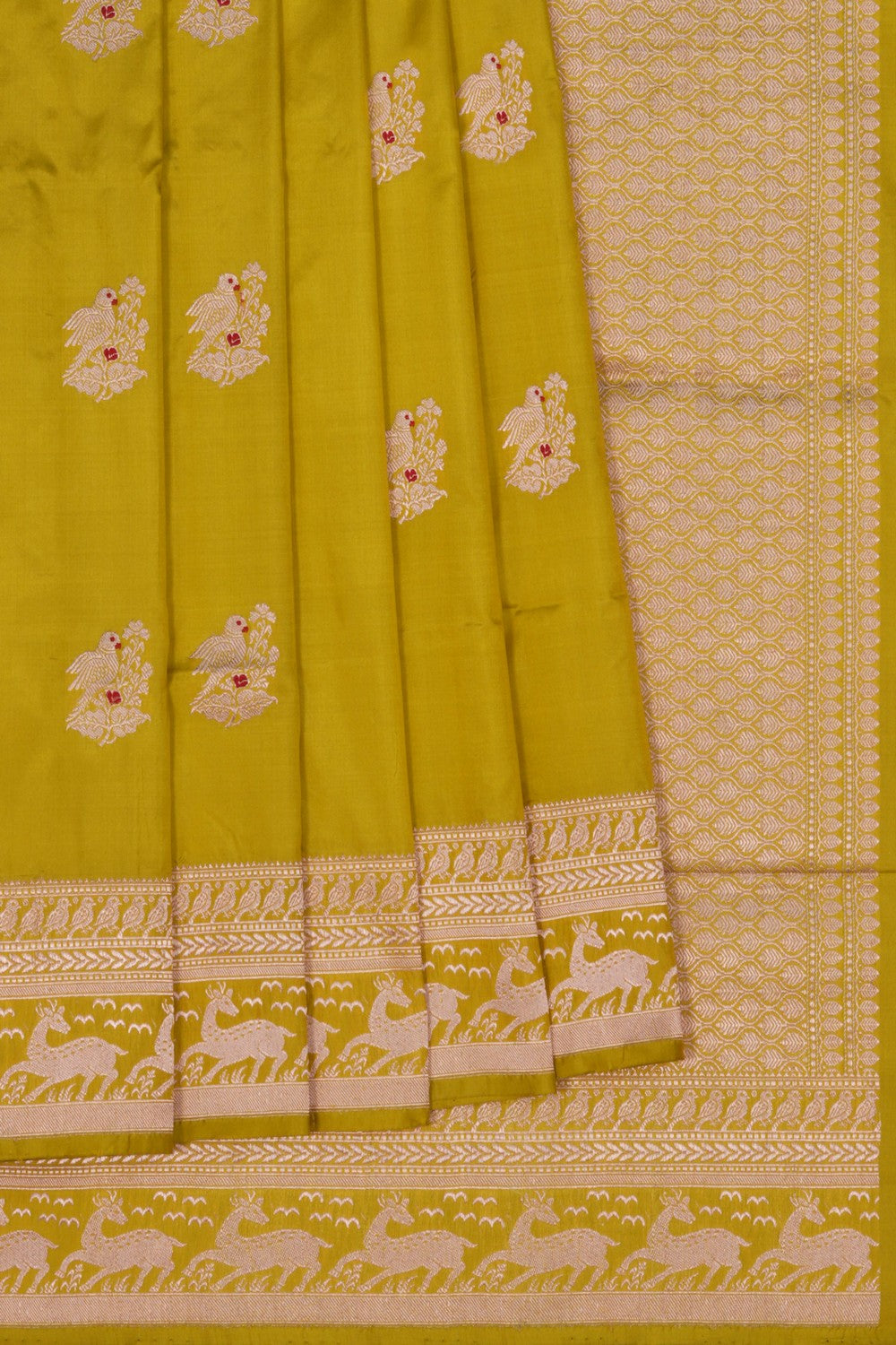 Image of Banarasi Katan Silk Spring Green Saree